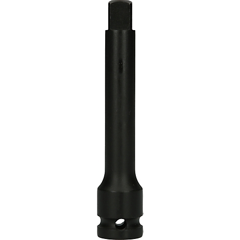 Schwarzer Aufsatz für einen Schraubenschlüssel mit quadratischem Kopf und zylindrischem Schaft.